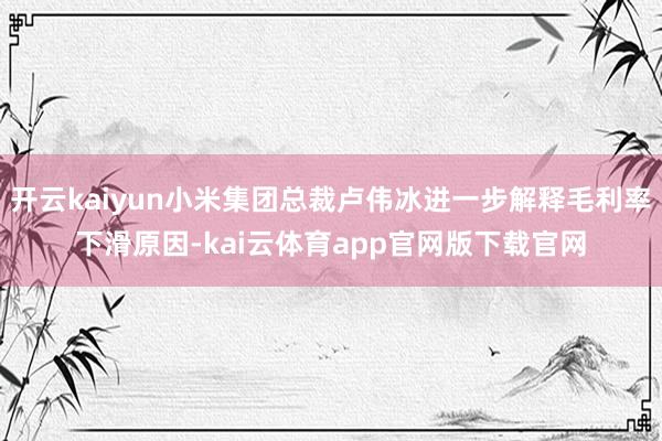 开云kaiyun小米集团总裁卢伟冰进一步解释毛利率下滑原因-kai云体育app官网版下载官网