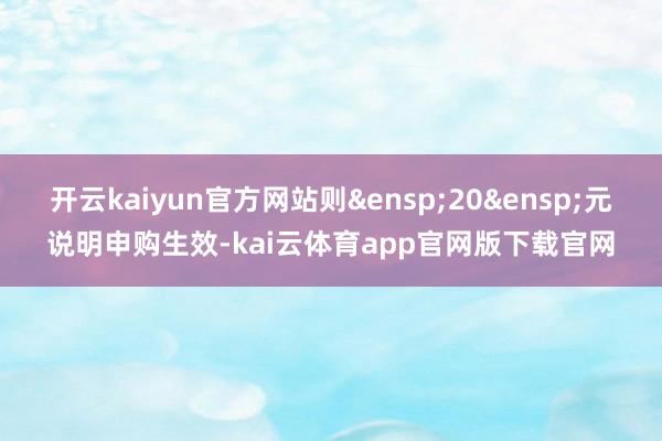 开云kaiyun官方网站则&ensp;20&ensp;元说明申购生效-kai云体育app官网版下载官网